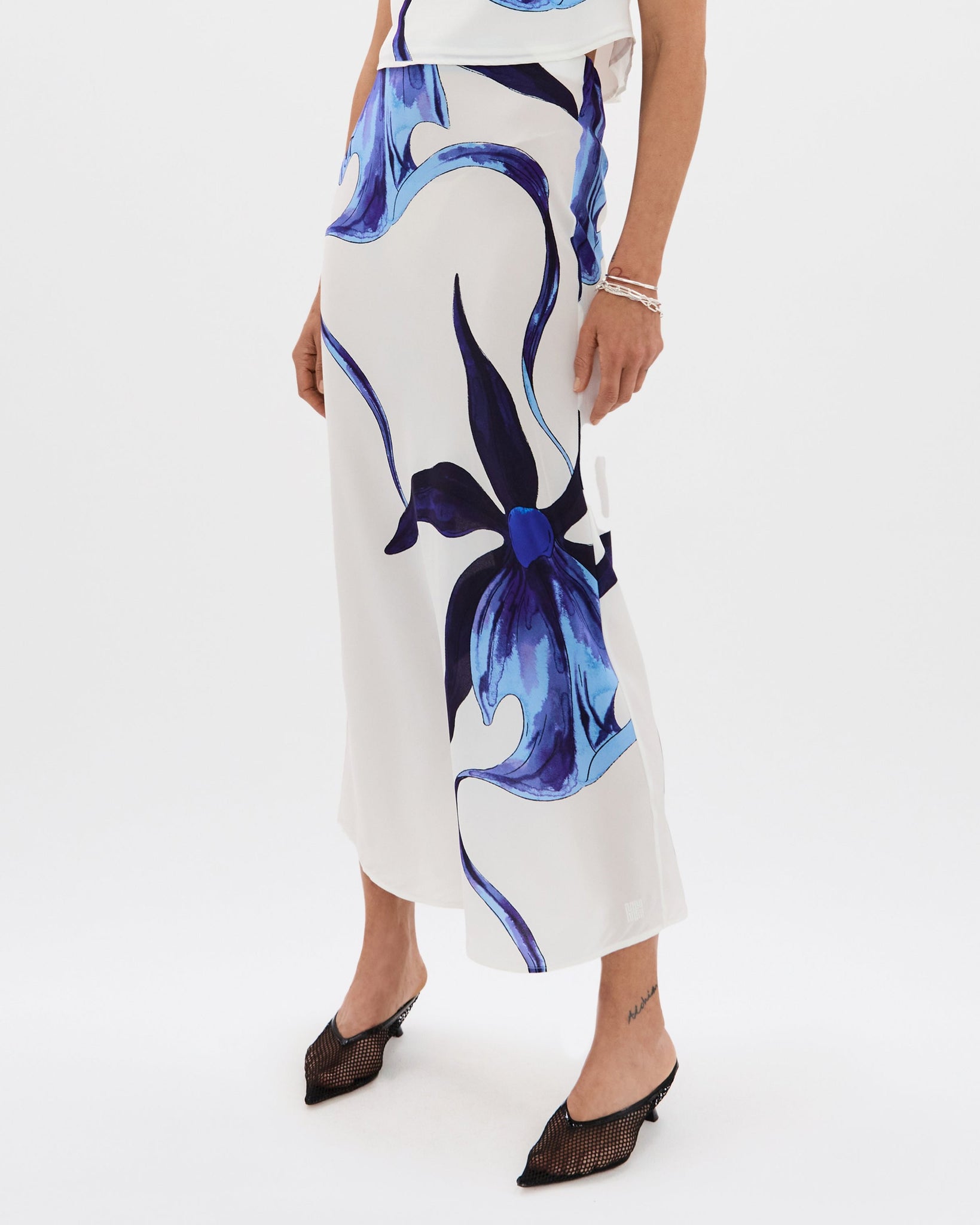 Ink Ghost Orchid Bias Maxi Skirt