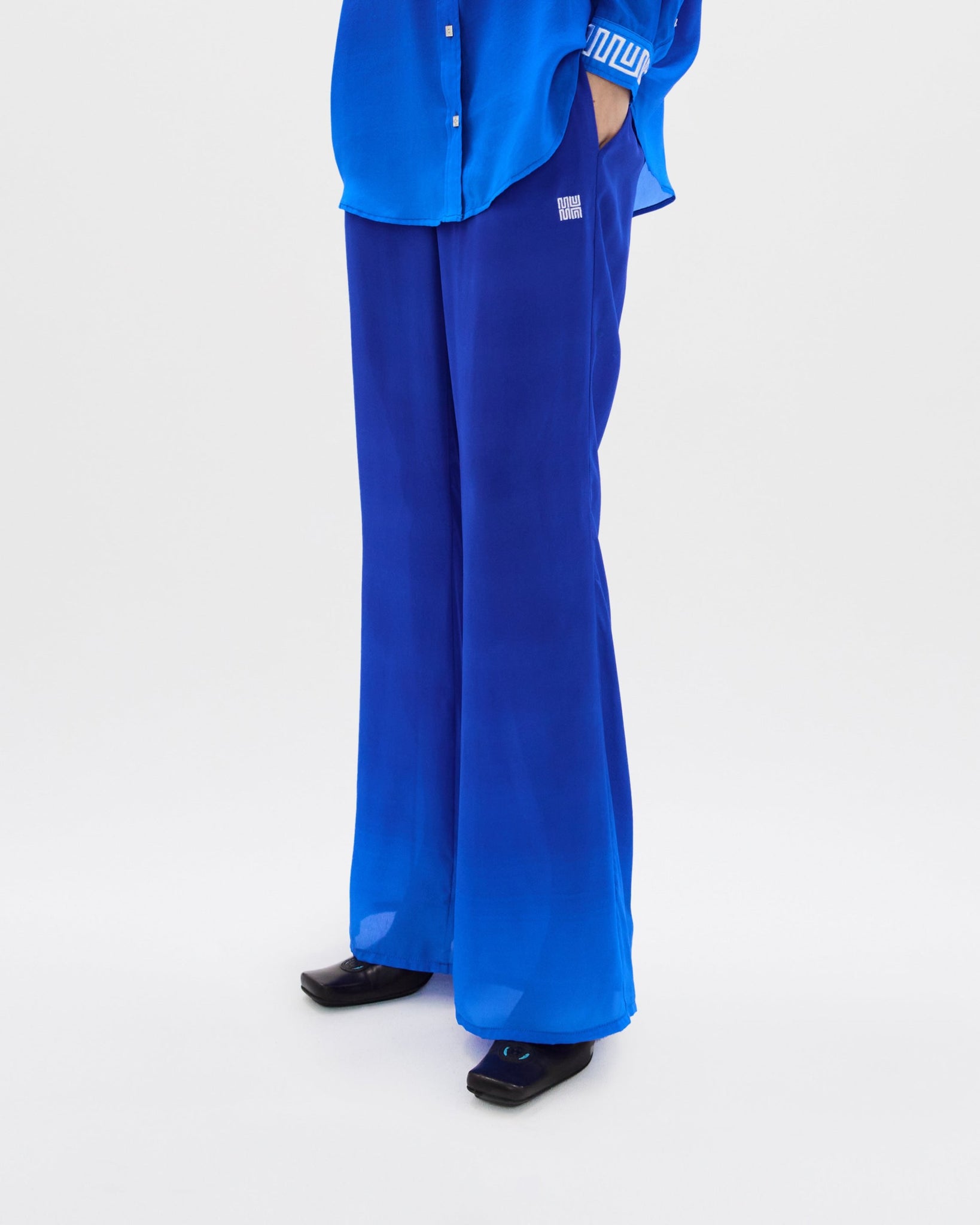 Cuban Nights Contrast Silk Chiffon Pants