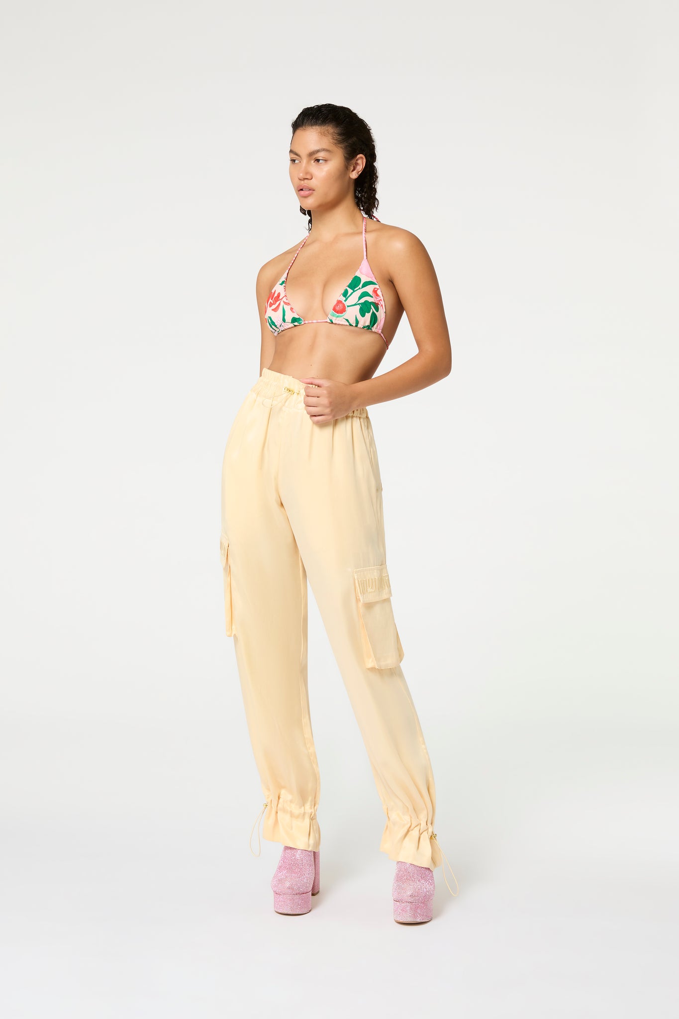 Creme Jacquard Cargo Pant