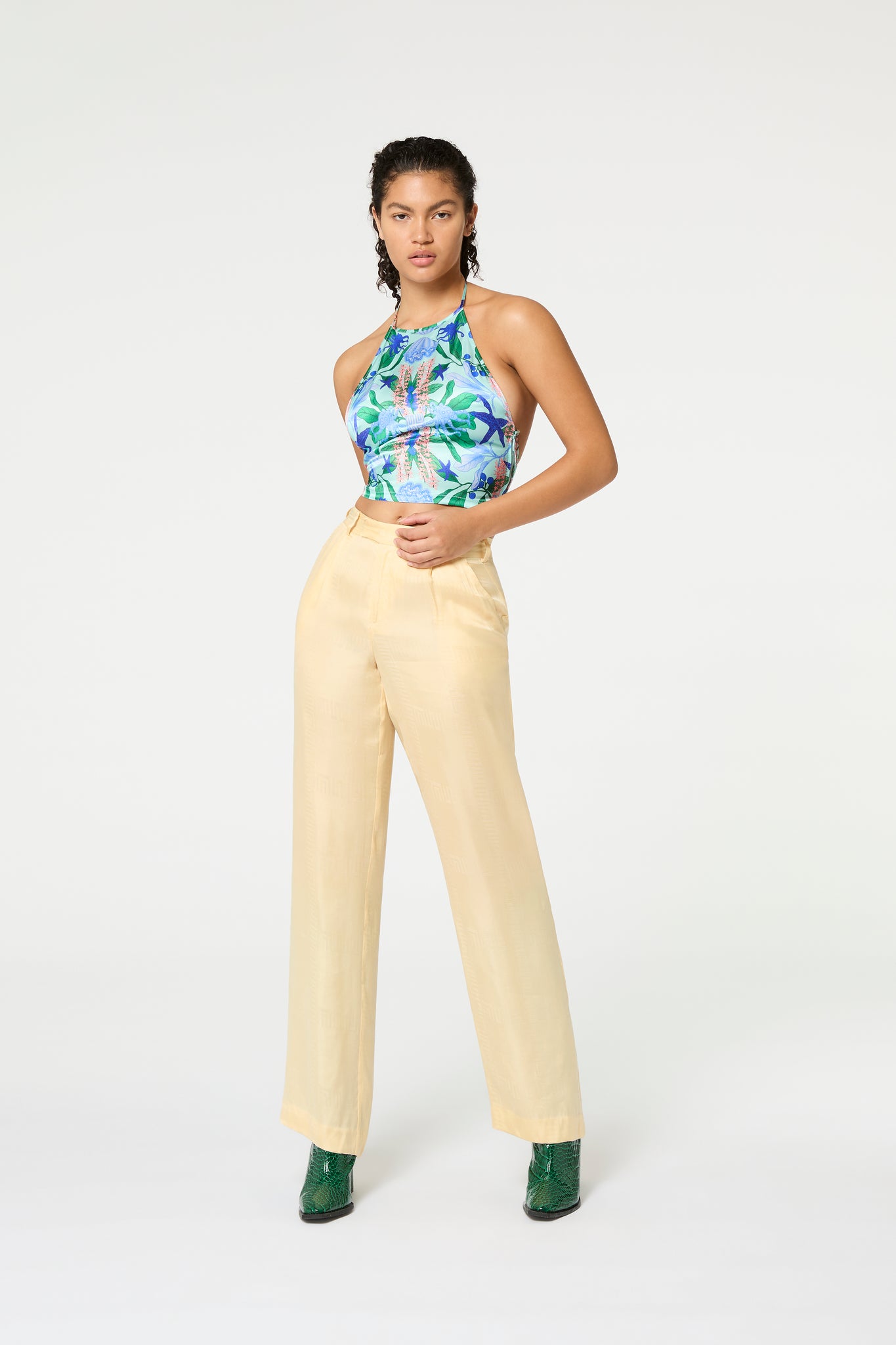 Creme Jacquard Pant - MUMA WORLD  Pants